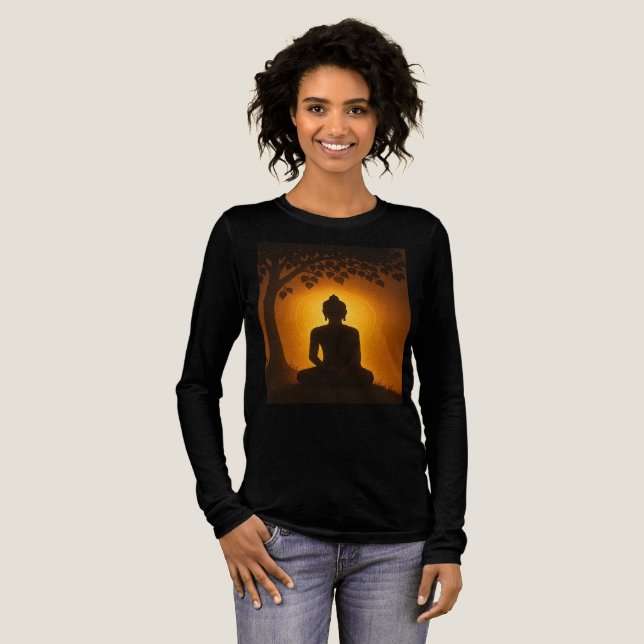 T-shirt En Tri-matière Golden Glow Buddha Meditation - Bodhi Tree Enlight (Recto complet)
