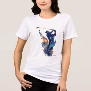 T-shirt En Tri-matière Golfeur Abstrait Action d'Art à l'Encre Fluide e