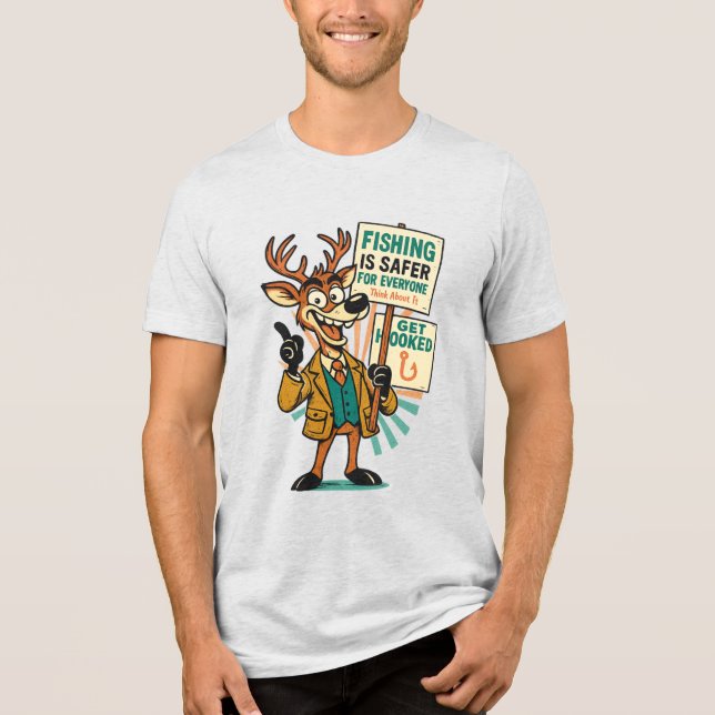 T-shirt En Tri-matière Goofy Deer Satire – “Fishing Is Safer” Propaganda  (Recto)