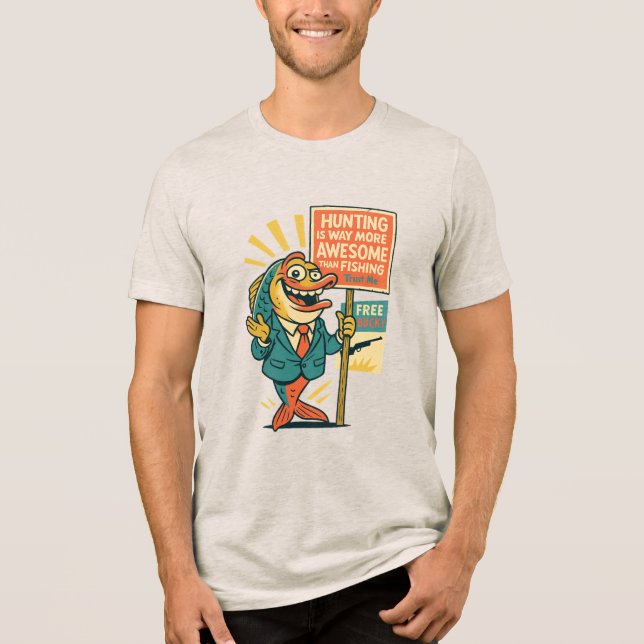 T-shirt En Tri-matière Goofy Fish Propaganda– “Hunting Is Awesome” Satire (Recto)