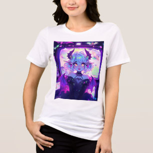 T-shirt En Tri-matière Gothique Cyberpunk Demon Imaginaire Anime Girl