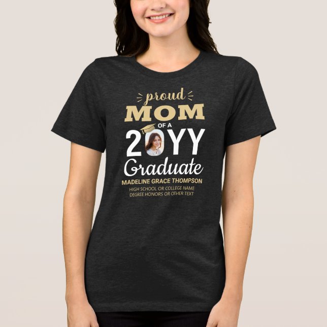 T-shirt En Tri-matière Graduate Photo Class Année Fier Maman Graduation (Recto)