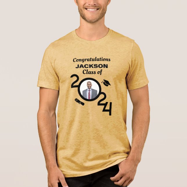 T-shirt En Tri-matière Graduate Photo Graduation Class Année 2024 Custom (Recto)