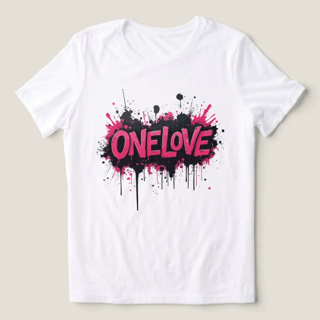 T-shirt En Tri-matière Graffiti rose chaud "ONELOVE" (Design Recto)