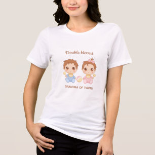 T-shirt En Tri-matière Grand-mère de jumeaux bébé garçon et fille
