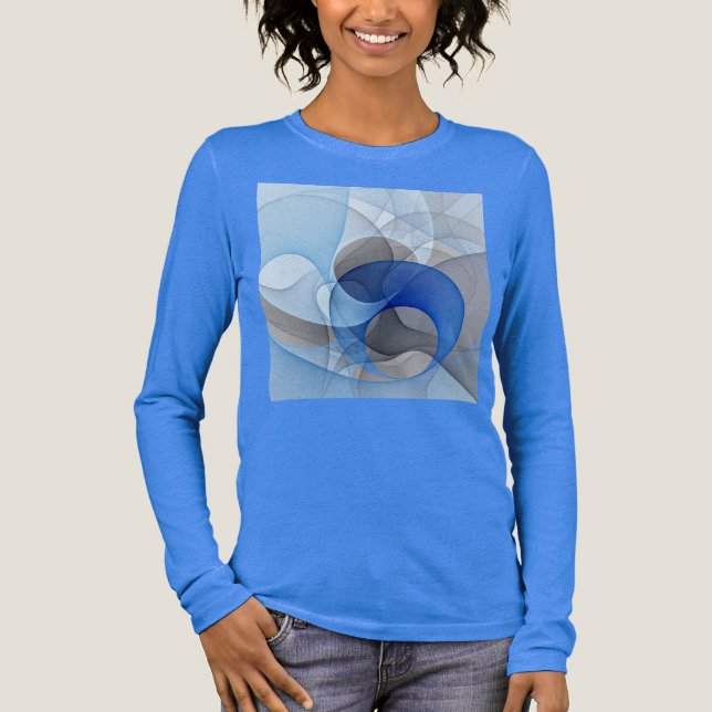 T-shirt En Tri-matière Graphique d'art fractal gris bleu Abstrait moderne (Recto)