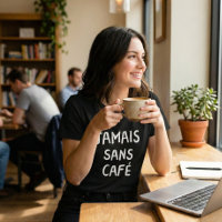 Graphique de citation de café Jamais Sans Café Fra