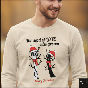 T-shirt En Tri-matière Graphisme d'arbre de Noël minimaliste avec renne d