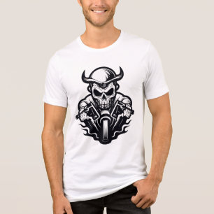 T-shirt En Tri-matière Graphisme de motard au crâne à cornes
