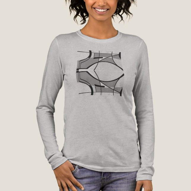 T-shirt En Tri-matière Gray Black Swirling MCM Look Géométrique Abstrait (Recto)