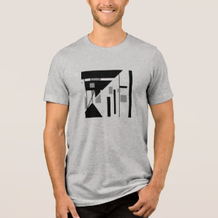 T-shirt En Tri-matière Gray noir Géométrique incliné MCM Abstrait Petit