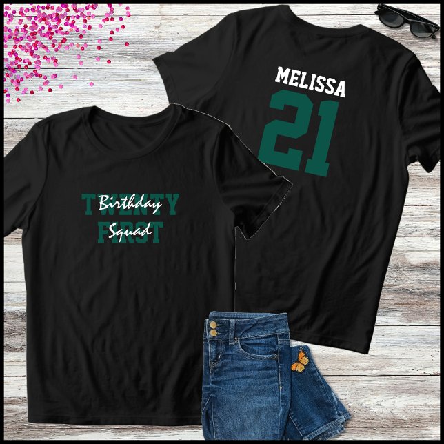 T-shirt En Tri-matière Green & White Birthday Squad 21st Birthday (Créateur téléchargé)