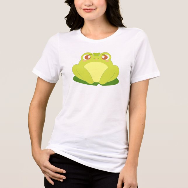 T-shirt En Tri-matière Grenouille Verte Assis Sur La Feuille (Recto)