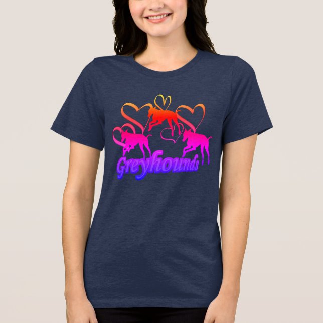 T-shirt En Tri-matière Greyhounds And Hearts Rainbow (Recto)