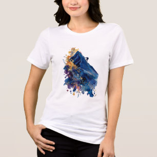 T-shirt En Tri-matière Grimpeur Abstrait de Montagne   Aquarelle Encre Fl