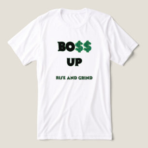 T-SHIRT  EN TRI-MATIÈRE GRIND, BOSS UP HOMME BLANC VERT MOTIVATIONNEL