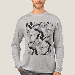 T-shirt En Tri-matière Gris brillant noir diagonale Abstraite Imprimer