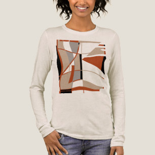 T-shirt En Tri-matière Gris Rrouille Beige Noir Gras Grandes Formes Abstr