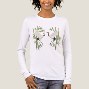 T-shirt En Tri-matière Grue couronnée rouge japonaise broderie cadeau bam