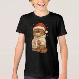 T-shirt En Tri-matière Grumpy Christmas Cat with Santa Hat