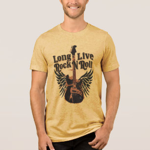 T-shirt En Tri-matière Grunge Vive le Rock n Roll ailes Guitare