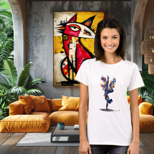 T-shirt En Tri-matière Gymnaste Abstrait   Encre Fluide et Mouvement d'Aq