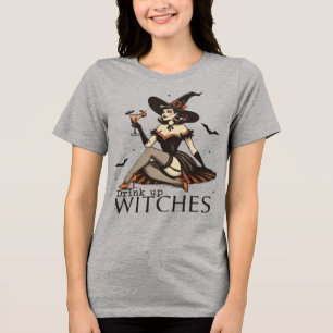 T-shirt En Tri-matière Halloween Boire jusqu'aux sorcières Rétro