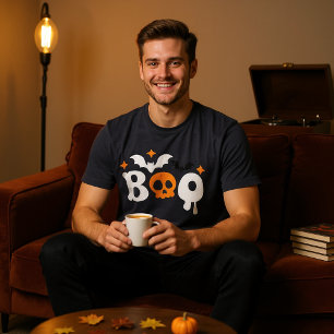 T-shirt En Tri-matière Halloween Boo Bateaux crâne Typographie moderne