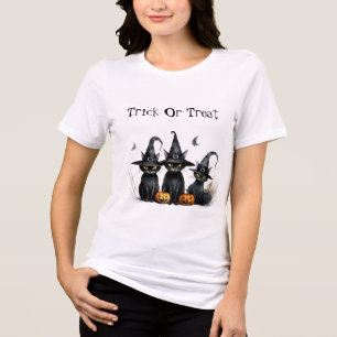 T-shirt En Tri-matière Halloween Chatons de cuisine noire sorcière de cha
