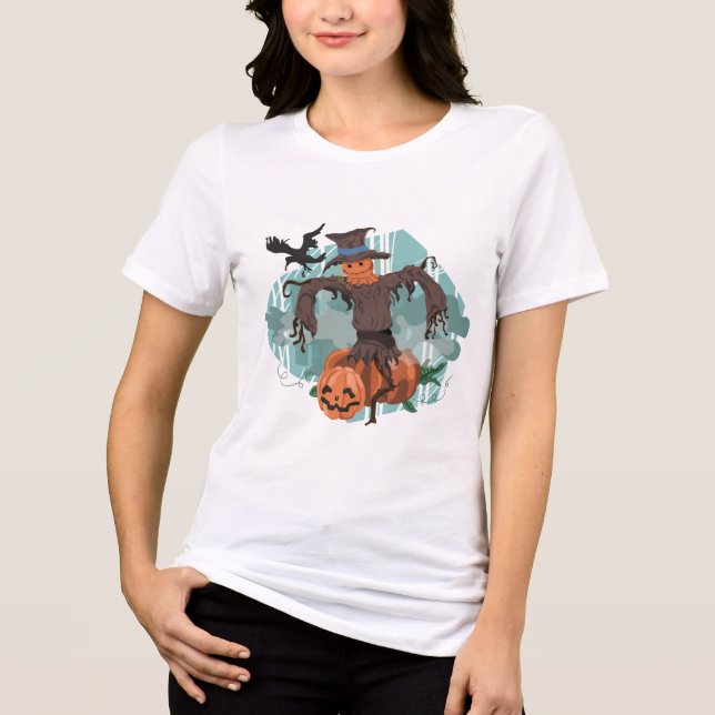 T-shirt En Tri-matière Halloween citrouille Et Scarecrow (Recto)