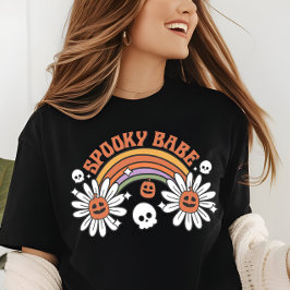 T-shirt En Tri-matière Halloween Éffrayant Babe Citrouille Fleurs crâne