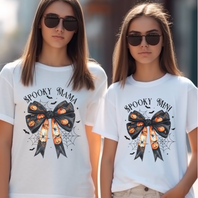 T-shirt En Tri-matière Halloween Éffrayant Mama noir Bow Coquette (Halloween Spooky Mama black Bow Coquette Tri-Blend Shirt)