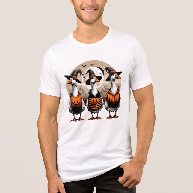 T-shirt En Tri-matière Halloween Goose Boo Ghost Autumn Pumpkin  (Recto)