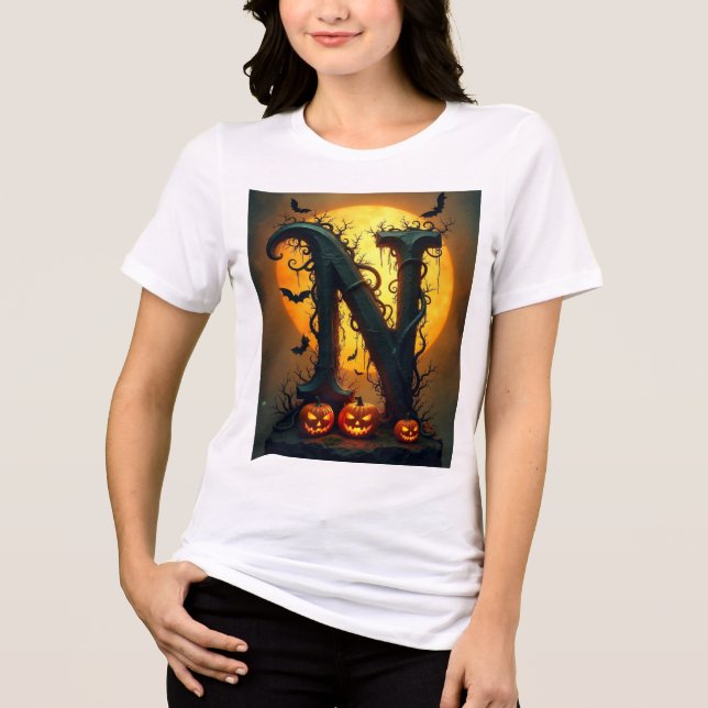 T-shirt En Tri-matière Halloween Letter N Single Tear (Recto)