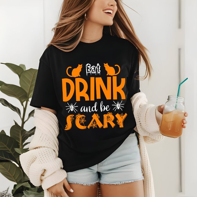 T-shirt En Tri-matière Halloween Mangez Boire Et Soyez Effrayant Moderne  (Créateur téléchargé)