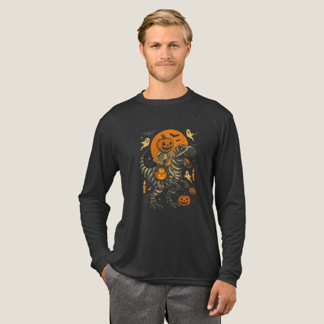 T-shirt En Tri-matière Halloween Skeleton Dino - Moonlight maman T-Rex (Recto complet)