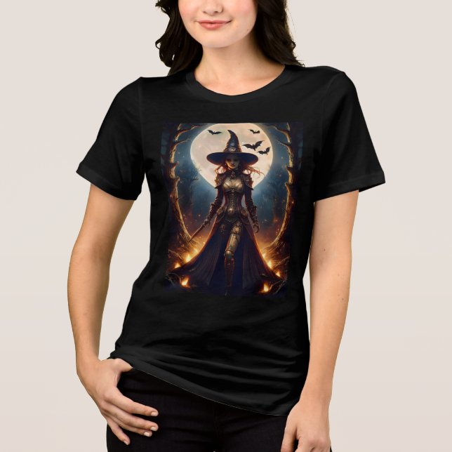 T-shirt En Tri-matière Halloween Steampunk Forest Witch (Recto)
