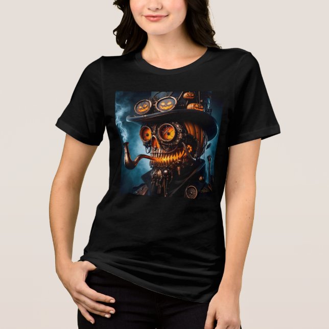 T-shirt En Tri-matière Halloween Steampunk Gothique Jack-O-Lantern (Recto)