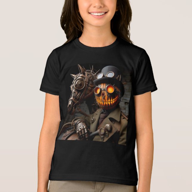 T-shirt En Tri-matière Halloween Steampunk Jack-O-Lantern Horseman (Recto)