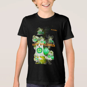 T-shirt En Tri-matière Halloween Vert profond de la mer Fantôme Png, Ten