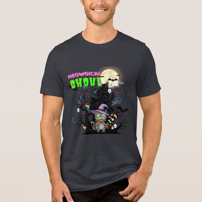 T-shirt En Tri-matière Halloween Zombie Chat "Meowgical Ghoul" Halloween  (Recto)