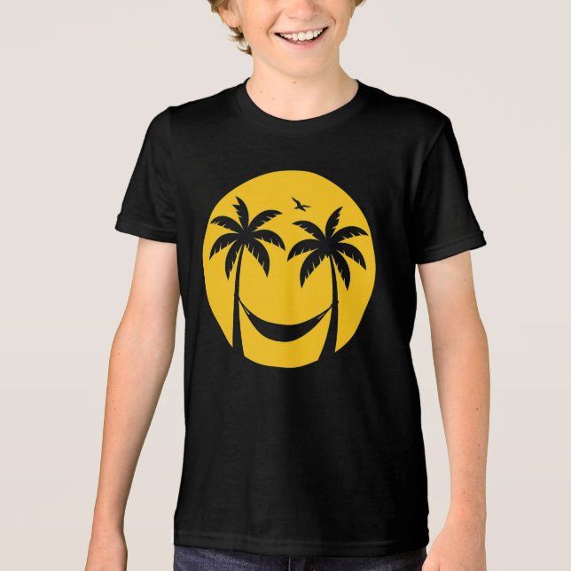 T-shirt En Tri-matière Hamac Tropical Sunset - Plage Minimale de palmiers (Recto)