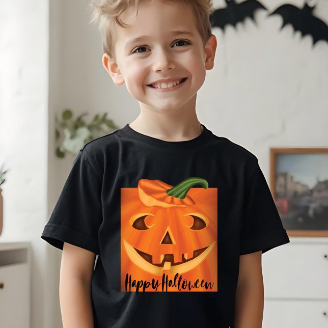 T-shirt En Tri-matière Happy Halloween élégant sculpté Citrouille Hallowe (Happy Halloween Stylish Carved Halloween Pumpkin Tri-Blend Shirt)