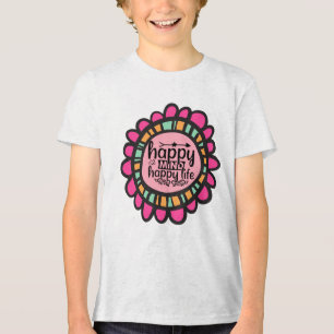 T-shirt En Tri-matière Happy Mind Happy Life Motivational Design graphiqu