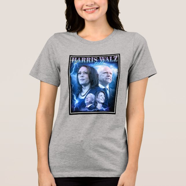 T-shirt En Tri-matière Harris Walz 2024 Retro 90s Style (Recto)