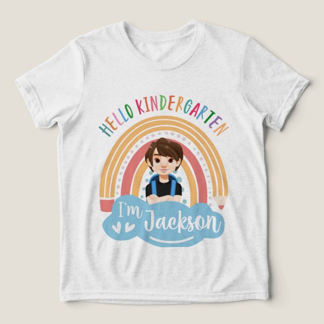 T-shirt En Tri-matière Hello Kindergarten - Personalized Shirt For Boy (Design Recto)