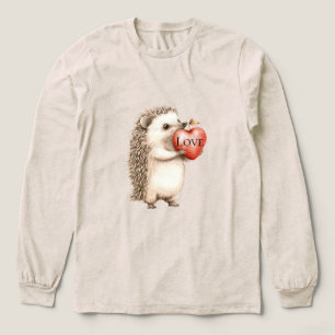 T-shirt En Tri-matière Hérisson Mignon avec Amour de Cœur Rouge
