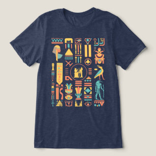 T-shirt En Tri-matière Hiéroglyphes égyptiens anciens Tri-Blend Chemise