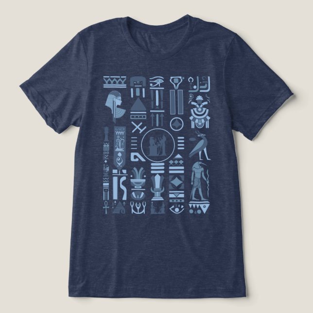 T-shirt En Tri-matière Hiéroglyphes égyptiens anciens Tri-Blend Chemise (Design Recto)