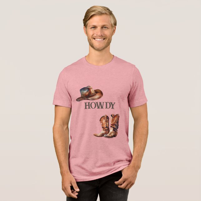 T-shirt En Tri-matière Howdy Cowboy Bottes et Casquette (Recto plein)